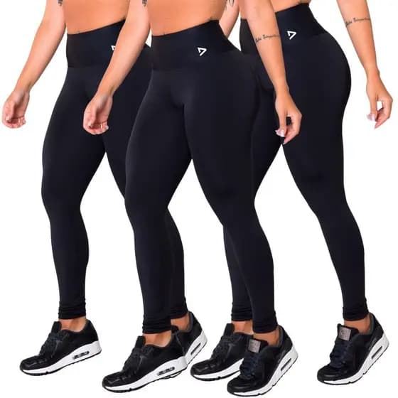 Calça Legging Poliéster Preta Básica Mali