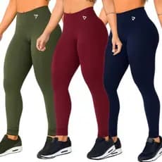 Kit 03 Calças Legging Poliéster  Básica Mali