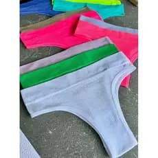 Kit 5 Tanga Feminina Canelada Conforto – Cores Variadas, Modelagem Anatômica e Tecido Macio