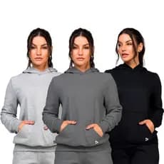 Kit 2 Blusa Moletom Unissex Canguru com Capuz Masculino E Feminino Liso Marca Casaco Quentinho Roupa de Frio
