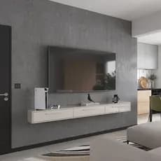 Rack Suspenso Grécia 220cm para Sala de Estar e Quarto Off White New Lojas Movelove