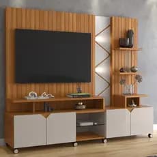 Home Estante Para Tv Até 55" Led Frisado 3d 2,10m Lukaliam Móveis Sala Luxo