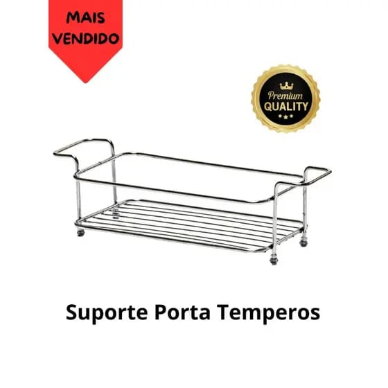 Suporte Porta Tempero Cromado Organização Sal Mesa Cozinha Maior