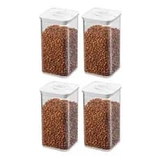 4 Potes Bolacha Hermético 1,3L Mantimentos Acrílico Tampa Hermético Trava