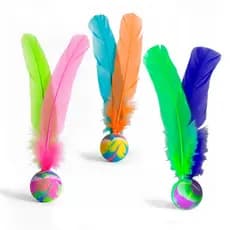 Kit 3 Bolinhas Pula-pula Com Penas Gatos Coloridas Sortido