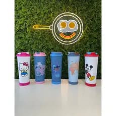 Copo Térmico Disney Original 850ml Com Canudo Stitch e Angel, Hello Kitty, Mickey e Minnie e Stitch