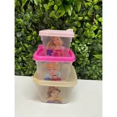 Kit 3 Potes Quadrados Princesas Conect Com Tampa - 13513