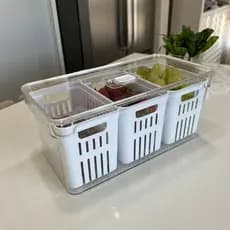 Organizador com 3 Cestos para frutas Verduras Legumes Clear Fresh 5 L - OF750NT