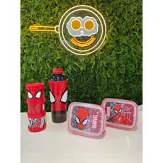 Homem Aranha Marmita C/trava 630 ML E Kit Shakeira Potes 3 Em 1