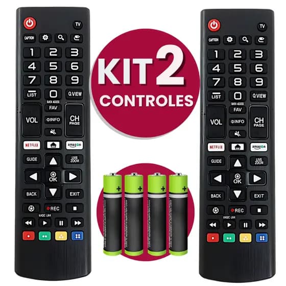 KIT 02 Controle Genérico Para TV LG Compatível Com Smart 4K LED LCD 24 32 40 43 50 55 65 Polegadas
