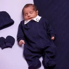 Kit Saída Maternidade Menino Tricô Social Recém Nascido