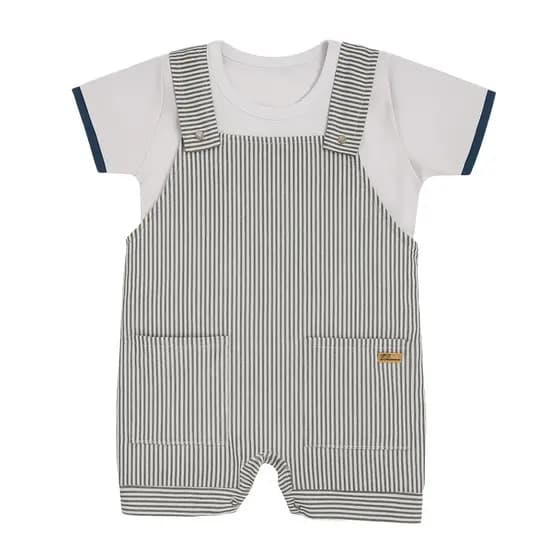 Jardineira Menino Infantil Amarelo e Azul Bebê