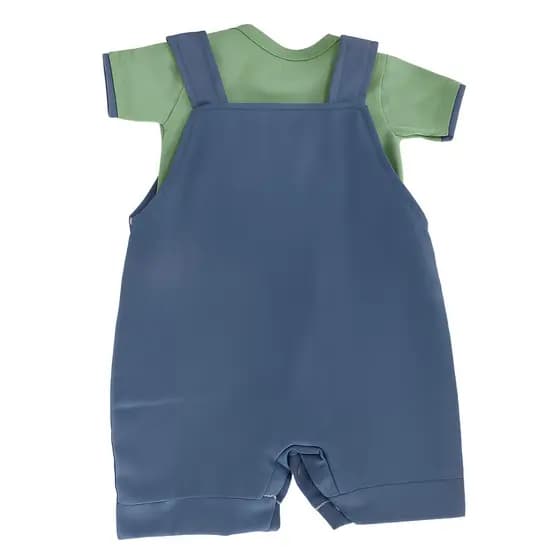 Jardineira Menino Infantil Com Camiseta Verde