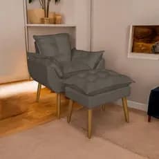 kit Poltrona Cadeira Amamentação Confortável Suede Premium