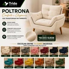 Poltrona Decorativa Pés Palito Feito em Suede Para Sala Quarto Rack Tv Amamentação