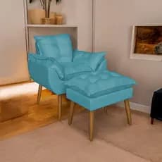 Poltrona Para Amamentação Opalat com Puff Suede Premium - Trida Móveis
