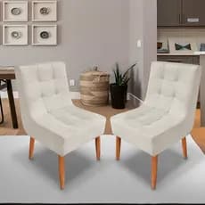 Cadeira Bege Trida Kit Espuma D23 Pés Palito Tecido Suede