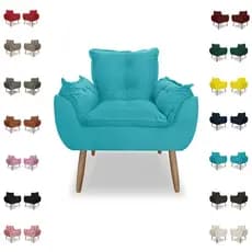 Poltrona Cadeira para Sala Opalas Pés Palito Suede Premium - Trida Moveis