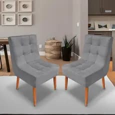Kit de Cadeira Trida Cozinha e Mesa de Jantar Tecido Suede Espuma D23 Pés Palito