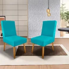 kit 2 Cadeiras Poltrona Aurora para Sala de Jantar Suede Pés Palito - Trida Moveis