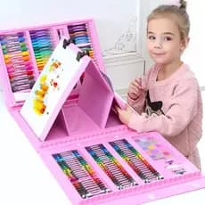 Maleta De Pintura Material Escolar Estojo Infantil 208 Peças Para Colorir Menina E Menino
