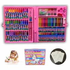Estojo Maleta De Pintura Escolar 150 Pçs Kit Completo Com Canetinha Lápis Brinquedo Infantil Para Colorir Menina Menino