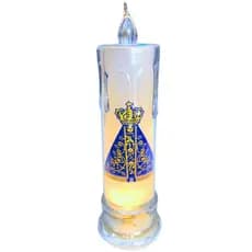 Kit 2 Velas Led Eletrônica Nossa Senhora Aparecida Santa Vela Transparente Com Desenho De Nossa Senhora