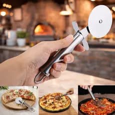 Kit Carretilha Cortador De Pizza Fatiador Lisa Aço Cortar Pizza Pastel INOX Para Casa Restaurante