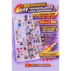 Cartela DTF Termocolante Luan Santana 29cm x 1m +30 Artes | Envio Imediato