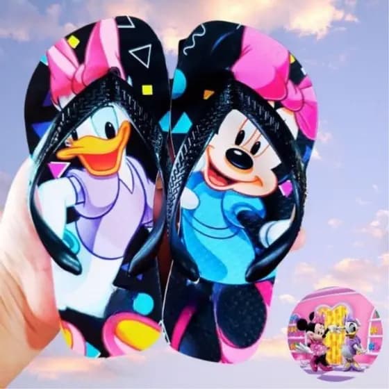 Chinelo Infantil Sticth Menina Criança Margarida Disney Blogueirinha estampado personagem sandalia de dedo Magali Minie.