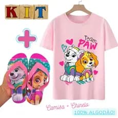 KIT: Chinelo + Camisa Stitch Minnie Disney sandalia de dedo menina Camiseta Margarida Blusa 100% Algodão LANÇAMENTO 2025