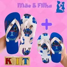 Chinelo Mãe e Filha KIT - Idênticas Chinela Sandalia de Dedo Feminina iguais Estampada Stitch Lillo LANÇAMENTO VERÃO