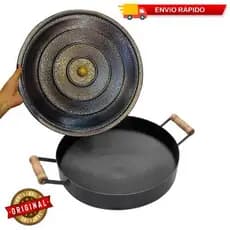 Disco Chapa De Arado Com Cabo De Madeira E Borda 4cm Tacho 33 41 50 Tampa Frigideira Paellera Paella 5,5l Panela Funda