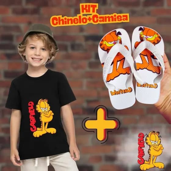 Chinelo Masculino Chinela sandalia de dedo Confortável Lindo Macio Dia a dia Garfield Camiseta
