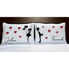 2 Fronhas / capas de travesseiro personalizadas para casal - com nome
