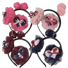 Kit Infantil Penteado Tiara Diadema com Flores + 2 Prendedores e Mini Presilhas Tic Tac