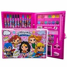 DC Super Amigos DC | Estojo Escolar Infantil Maleta De Pintura 86 Peças Heróis Aventura HQ Infantil