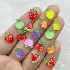 50 Peças Mini Manicure 7-11mm Manicure Série Frutas Bonitas Decoração Resina Carocha Artesanato Brincos Decoração de Alimentos Acessórios de Bricolagem Manicure