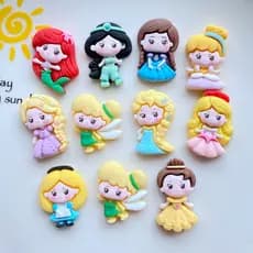 10 Peças Desenho animado Disney Princess Princess Girl DIY Cream Cola Acessórios Decoração Creme Cola Manga Material de Bricolagem Material de Bricolagem Resina para Grampos de Cabelo Acessórios
