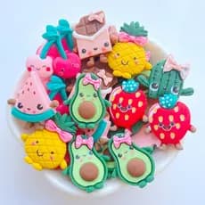 Conjunto de 10 peças de Resina Desenho animado de Frutas Diy de fundo plano para telefone celular Patch Flat Pendant Acessórios para cabelo infantil
