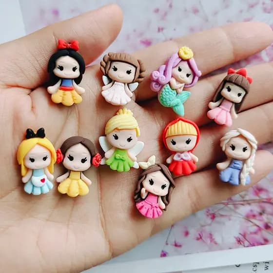 Conjunto de 10 peças de Resina Desenho animado Menina Princesa Sereia Sereia de fundo plano Diy Mobile Phone Patch Flat Pendant Acessórios de Cabelo Infantil