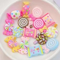 Clip de Resina para Cabelo com Doces de Cartoon Bonitos, Chupa-Chupa-Chupa feito a mão, Acessórios para Cabelo, 20 Peças