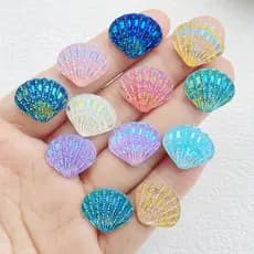30 peças de strass elegantes com concha piscante preta - fundo plano de resina colorida AB, adequado para decoração de c