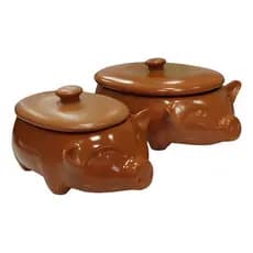 Conjunto Travessa media 1,5 e Grande 3 litros Saladeira Cumbuca marron Cerâmica