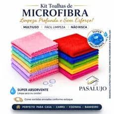 Kit Panos Microfibra 30x30cm Multiuso Flanela Limpeza Automotiva e Casa - Pano Que Nao Solta Fiapo Nao Risca