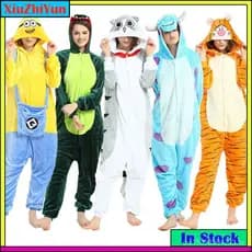 Adultos Unissex Kigurumi Pijamas Tudo-Em-Um Trajes De Animais Cosplay Dinossauro Sulley Tigre Panda Ponto .