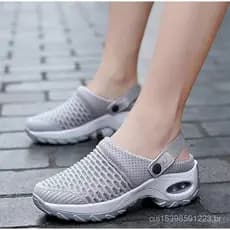 2024 verão malha sapatos casuais manga Toe Cover volta sandálias vazias sandálias de sola grossa Cross-Border.