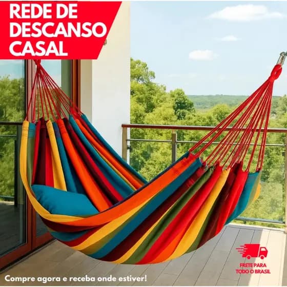 Rede De Descanso Rede De Dormir De Casal Até 2 Pessoas 3.90m X 1.50m / Preto E Colorido b