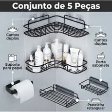 1/2/3/4/5 Suportes Banheiro Cozinha Porta Shampoo Organizadores De Metal Rack Prateleiras Com Adesivos