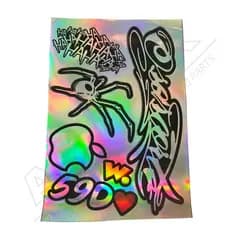 Cartela Adesivos Holográfico Carro Moto Caminhão Bike Cross Notebook